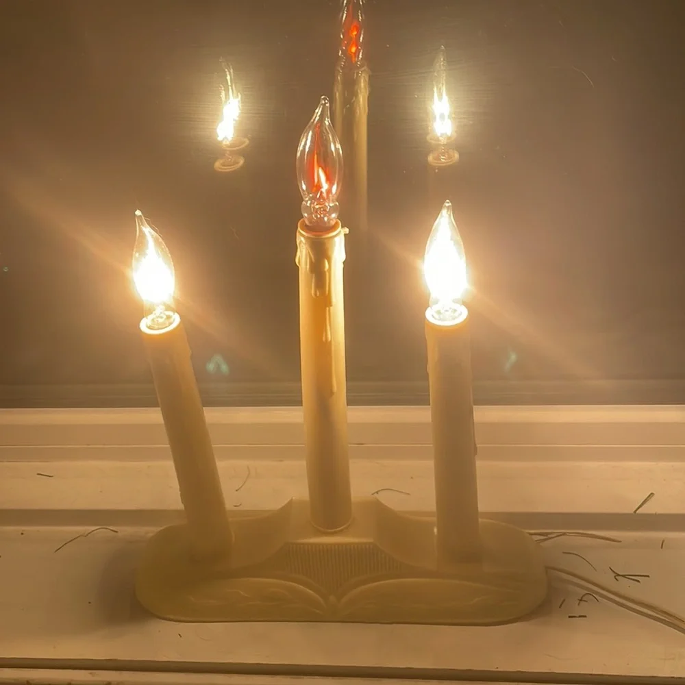 Bundle 5 vintage lights Christmas triple candle Molded plastic window bulb …